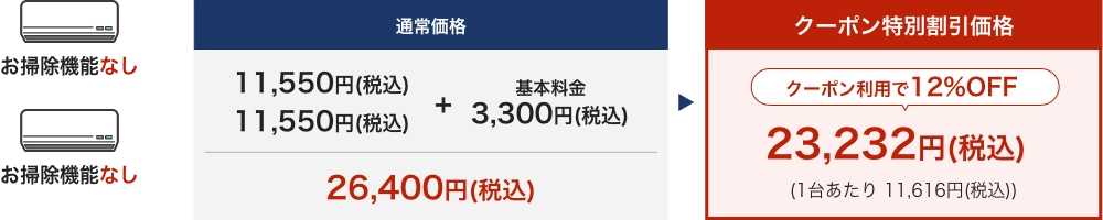 壁掛けエアコン2台セット