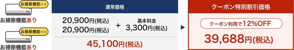 お掃除機能付きエアコン+お掃除機能付きエアコン