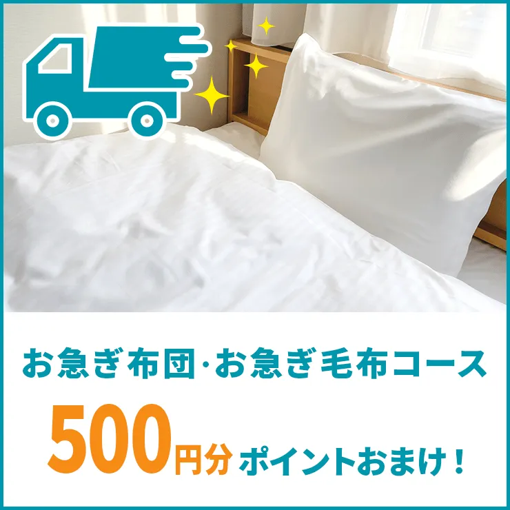 お急ぎ布団・お急ぎ毛布500ポイントおまけキャンペーン