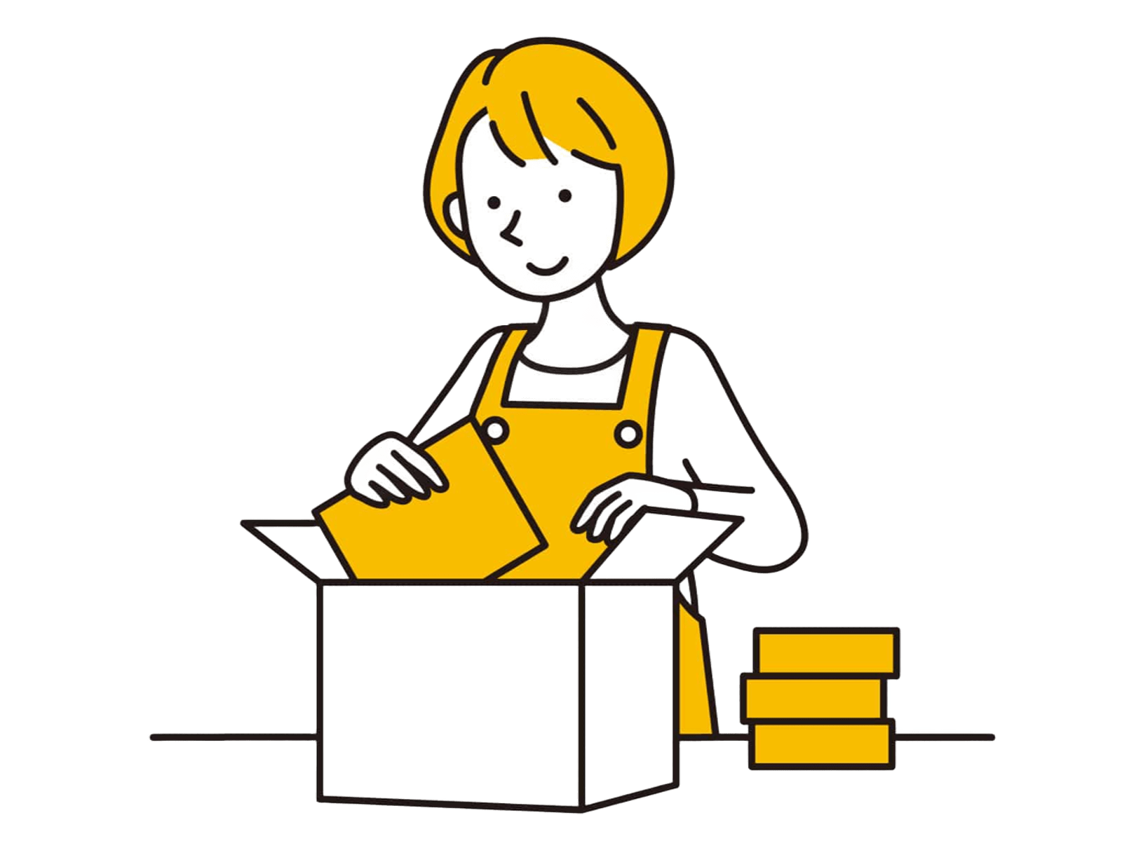 段ボールに詰めている女性