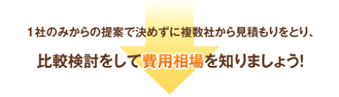 １社のみからの提案で決めずに複数社から見積もりをとり、比較検討をして費用相場を知りましょう！